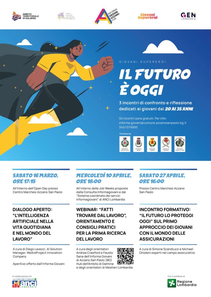 IL FUTURO E' OGGI: TRE INCONTRI PER GIOVANI SUL TEMA FUTURO E LAVORO