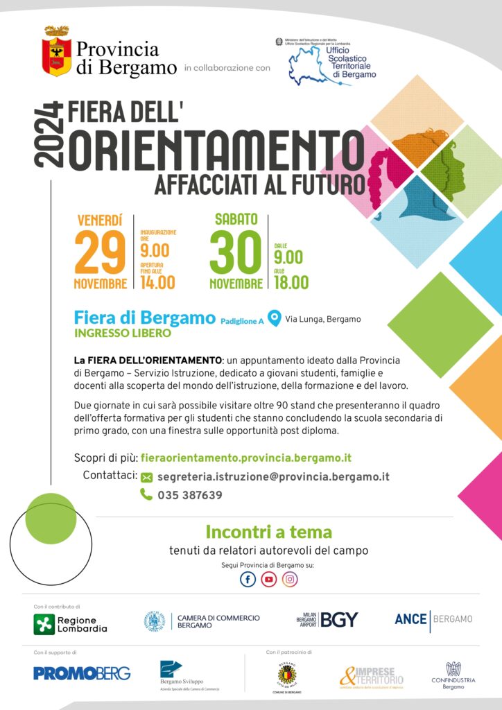 La rete Informa Giovani alla seconda edizione della fiera dell'orientamento della provincia di Bergamo il 29 e 30 novembre