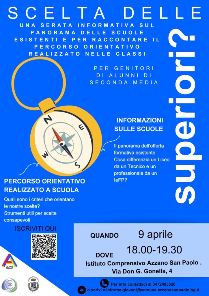 Orientamento alla Scelta della Scuola Superiore: l'informa giovani incontra i genitori delle classi seconde medie il 9 aprile ore 18:00
