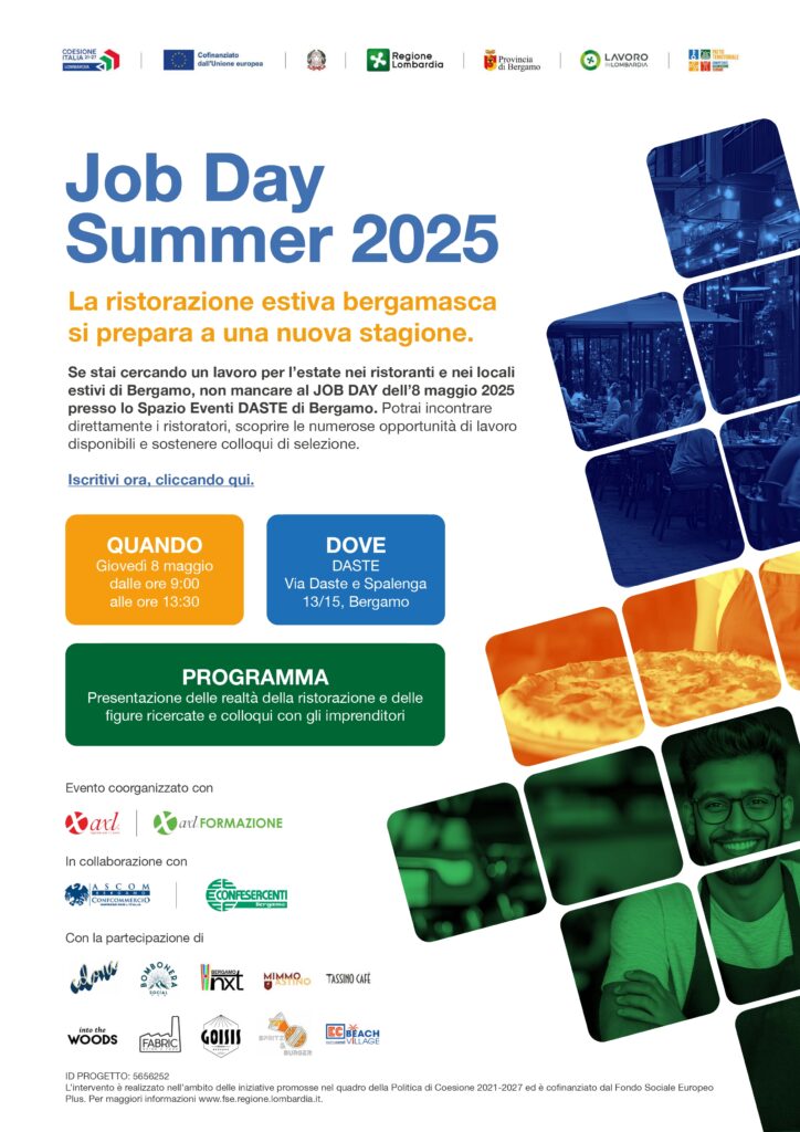 Job Day Summer 2025 - La ristorazione estiva bergamasca si prepara a una nuova stagione 8 giugno 2025 dalle 9:00 alle 13:30