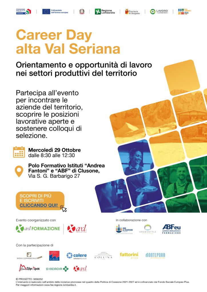 JOB DAY ALTA VAL SERIANA PER ORIENTAMENTO E LAVORO: MERCOLEDI 29 OTTOBRE