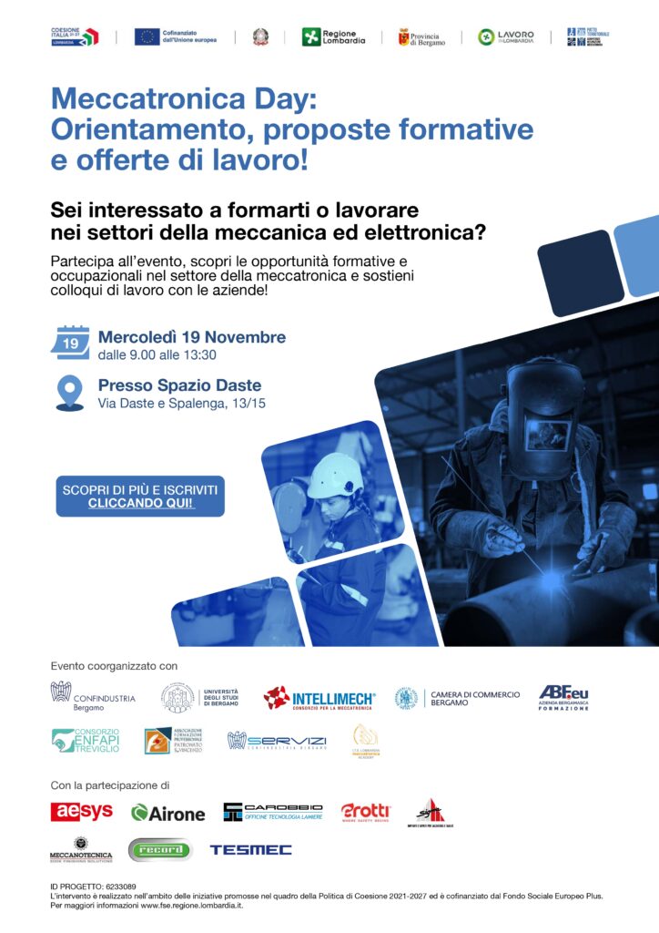 Meccatronica Day: una giornata di orientamento, proposte formative e offerte di lavoro 19 novembre