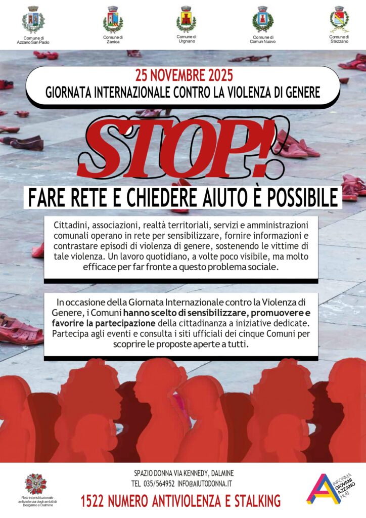 STOP! Insieme contro la violenza di genere: l'impegno dei comuni di Azzano San Paolo, Zanica, Urgnano, Comun Nuovo e Stezzano