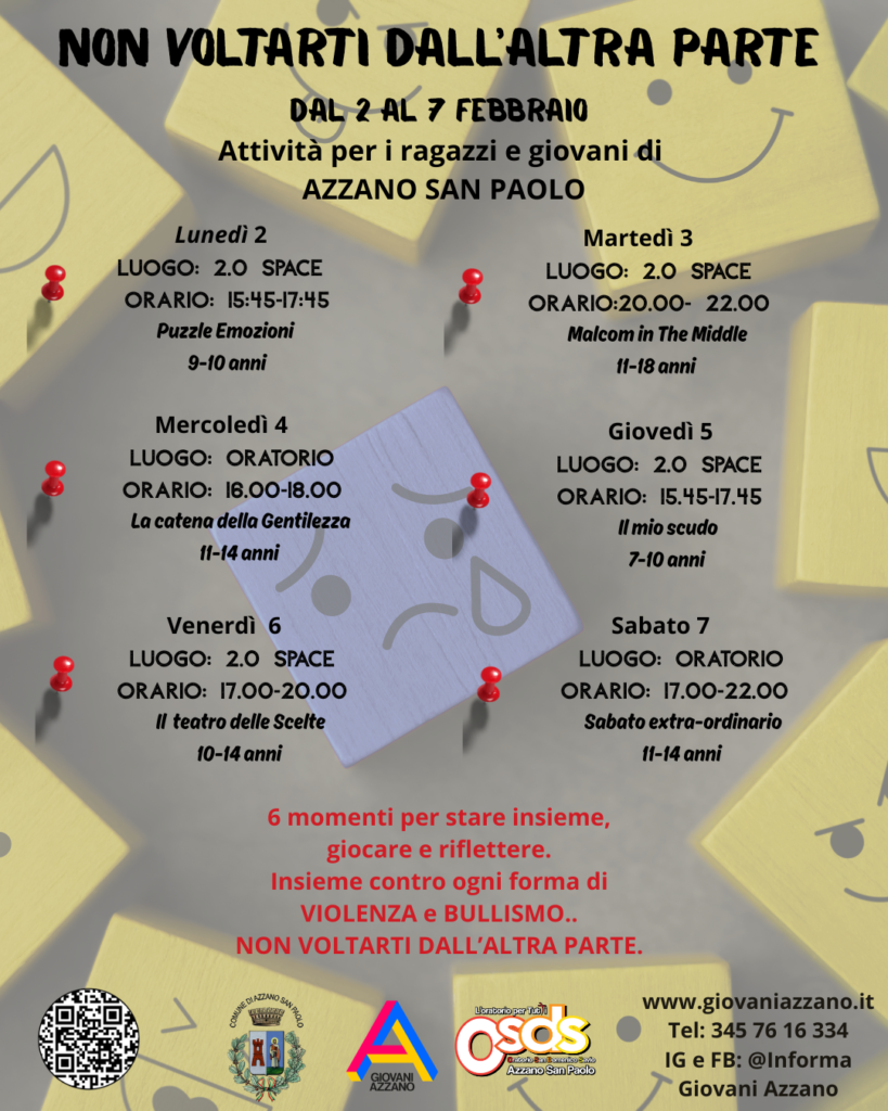 Non voltarti dall’altra parte: una settimana contro il Bullismo ad Azzano San Paolo