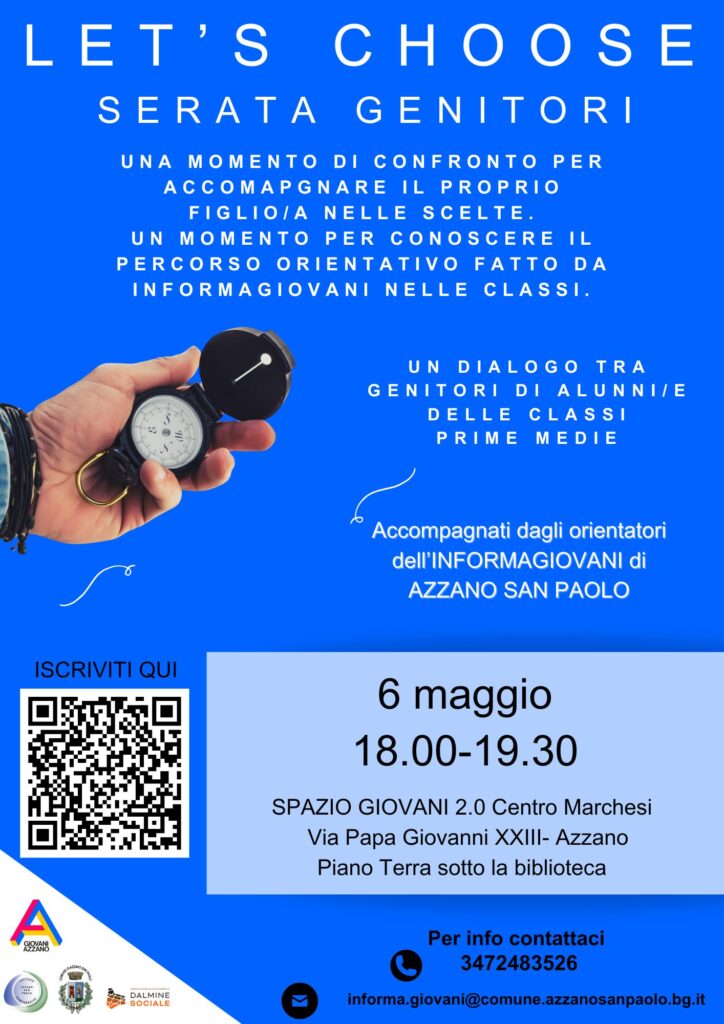 "Let’s Choose": un incontro mercoledi 6 maggio dedicata ai genitori delle classi prime medie