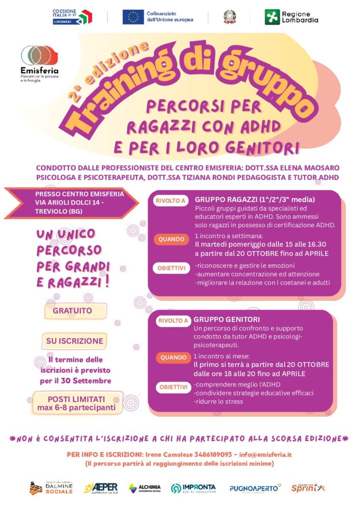 Training di gruppo per ragazzi con ADHD e i loro genitori (2ª Edizione)