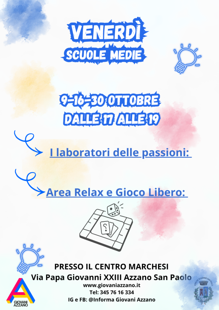 ATTIVITA' PER I/LE RAGAZZI/E DELLE SCUOLE MEDIE